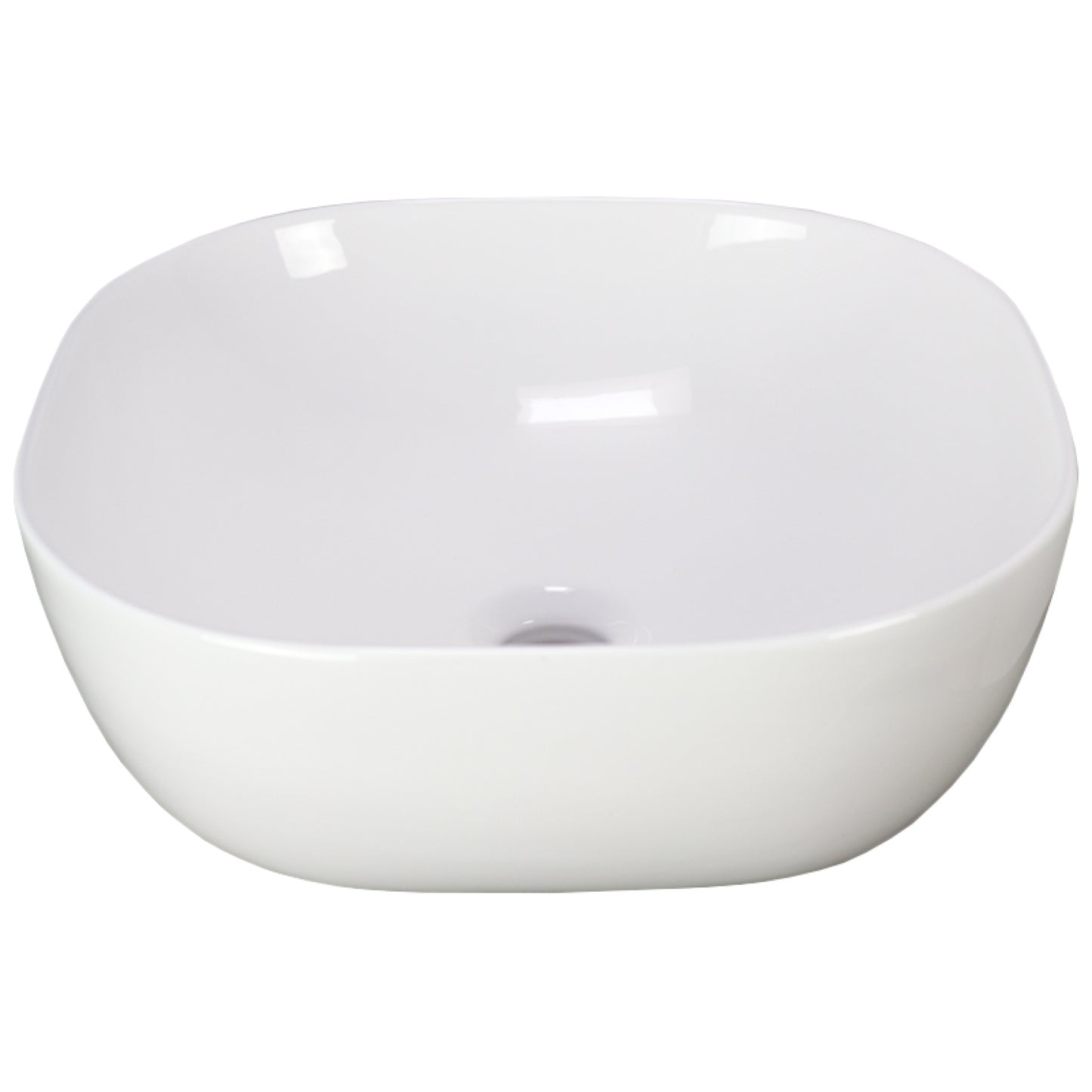 16.3-in. x 16.3-in. Square Bathroom Vessel Sink White Enamel Glaze