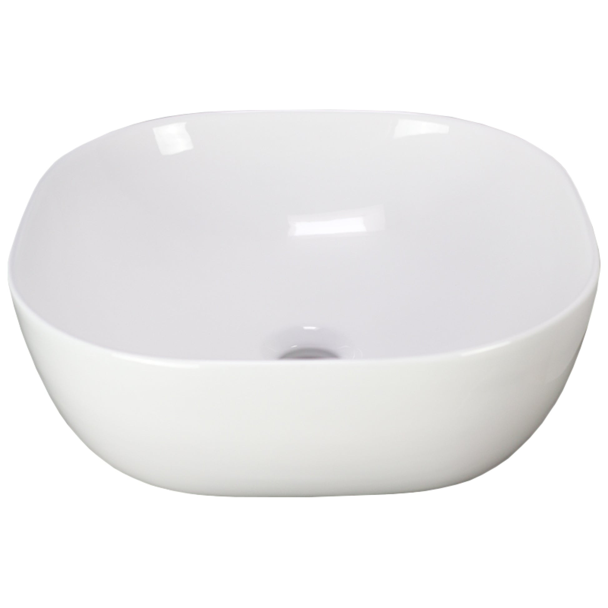 16.3-in. x 16.3-in. Square Bathroom Vessel Sink White Enamel Glaze