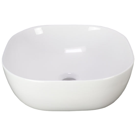 16.3-in. x 16.3-in. Square Bathroom Vessel Sink White Enamel Glaze