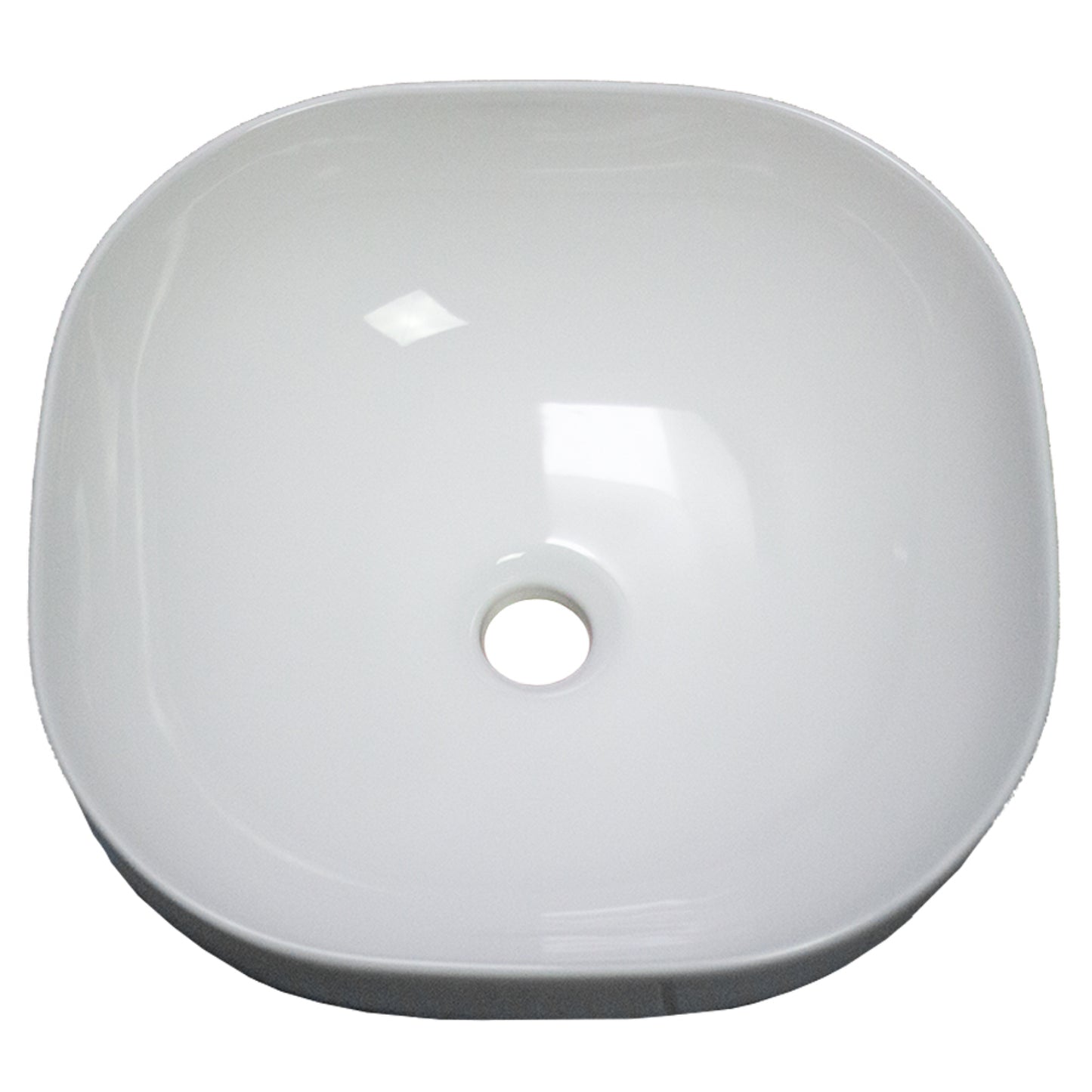 16.3-in. x 16.3-in. Square Bathroom Vessel Sink White Enamel Glaze