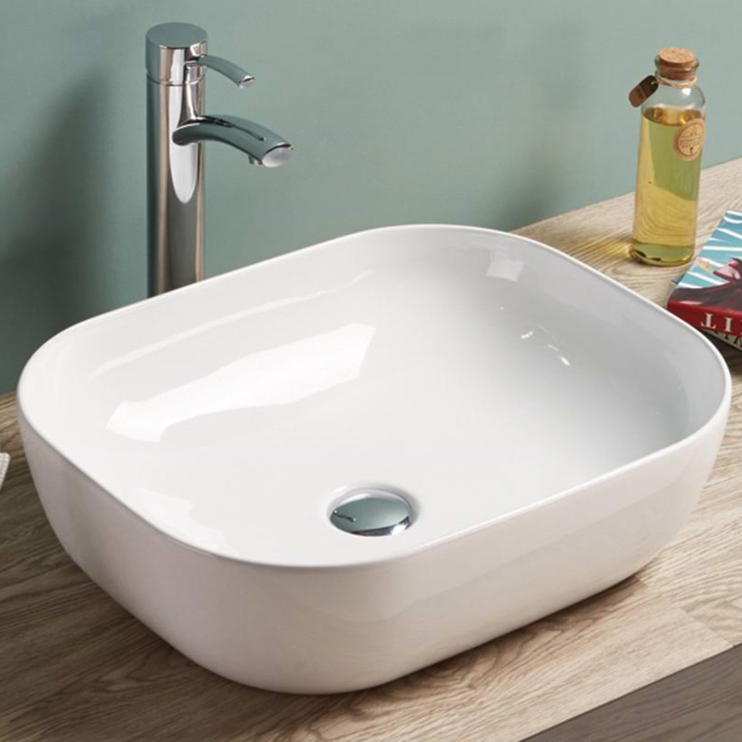 19.9-in. x 15.9-in. Rectangle Bathroom Vessel Sink White Enamel Glaze