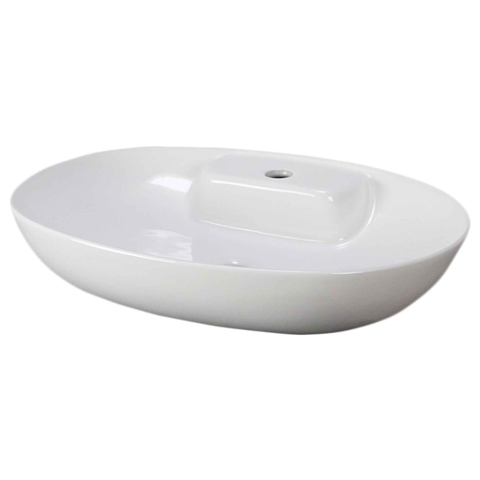 24.2-in. x 16.9-in. Oval Bathroom Vessel Sink White Enamel Glaze