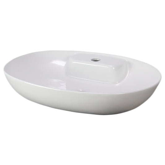 24.2-in. x 16.9-in. Oval Bathroom Vessel Sink White Enamel Glaze