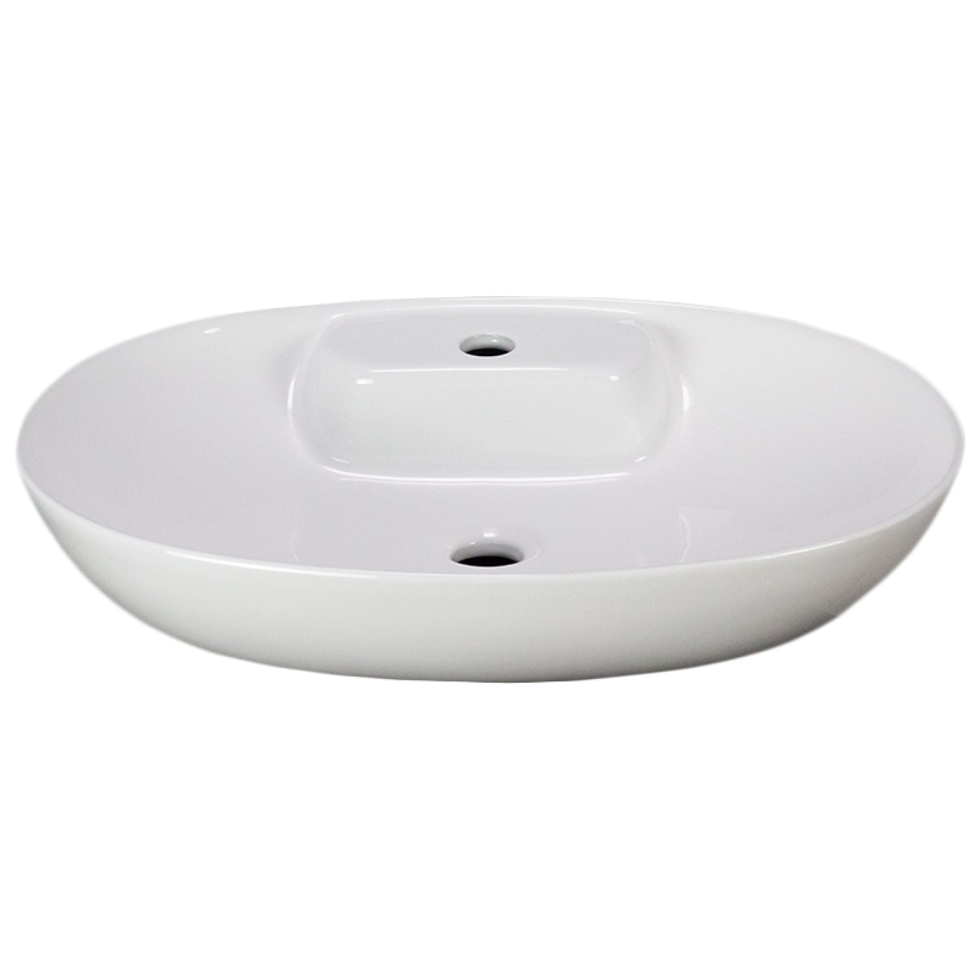 24.2-in. x 16.9-in. Oval Bathroom Vessel Sink White Enamel Glaze