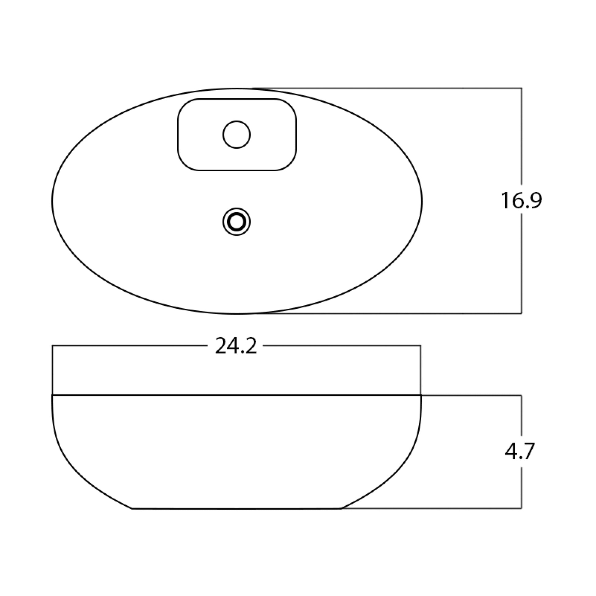 24.2-in. x 16.9-in. Oval Bathroom Vessel Sink White Enamel Glaze