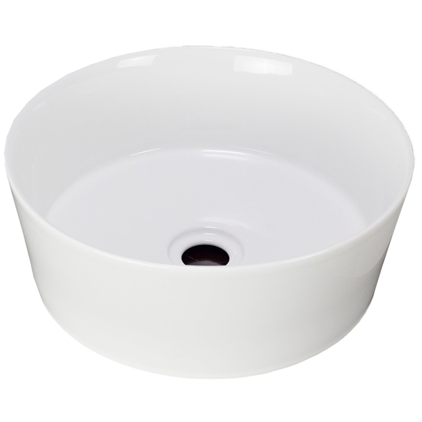 14.4-in. x 14.4-in. Round Bathroom Vessel Sink White Enamel Glaze