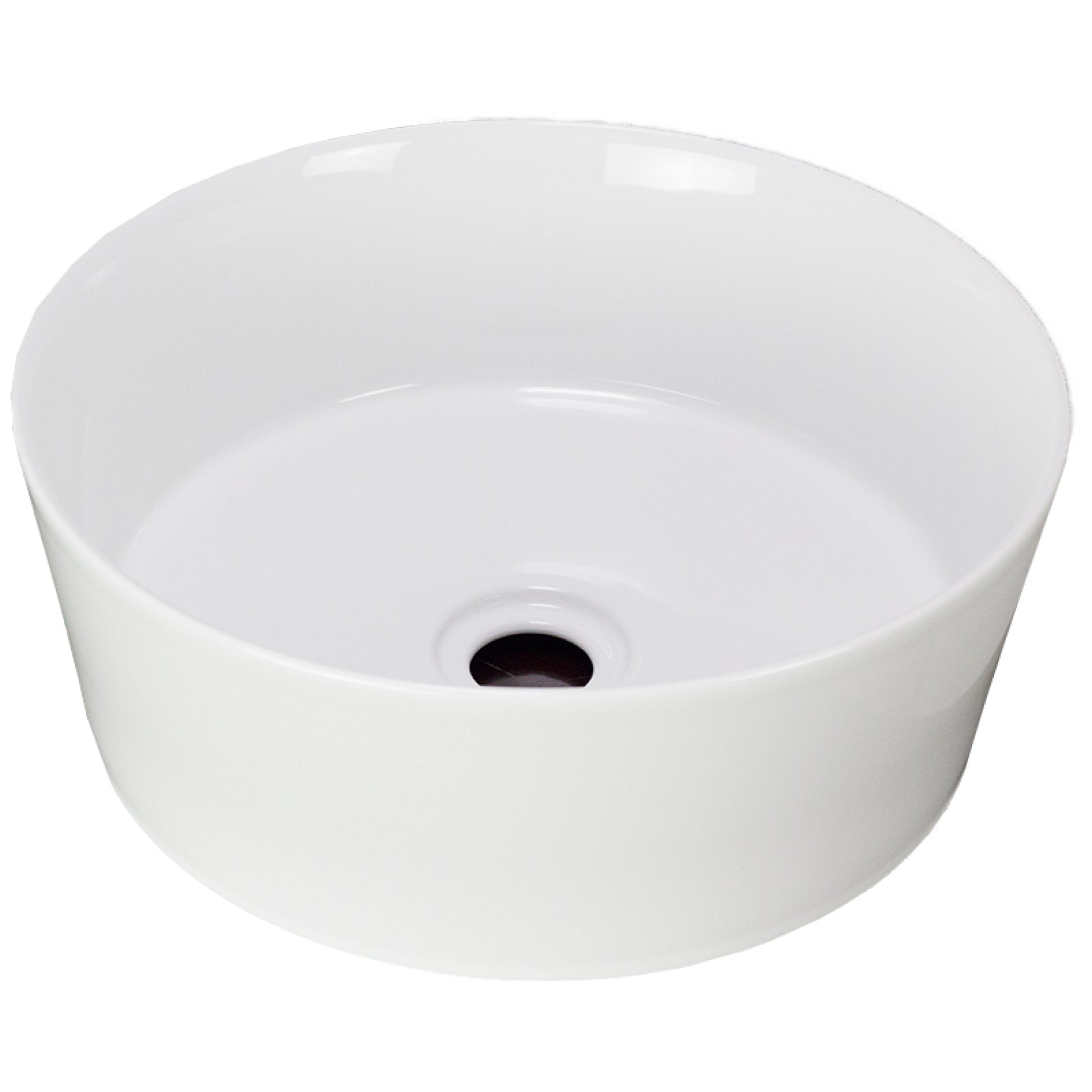 14.4-in. x 14.4-in. Round Bathroom Vessel Sink White Enamel Glaze