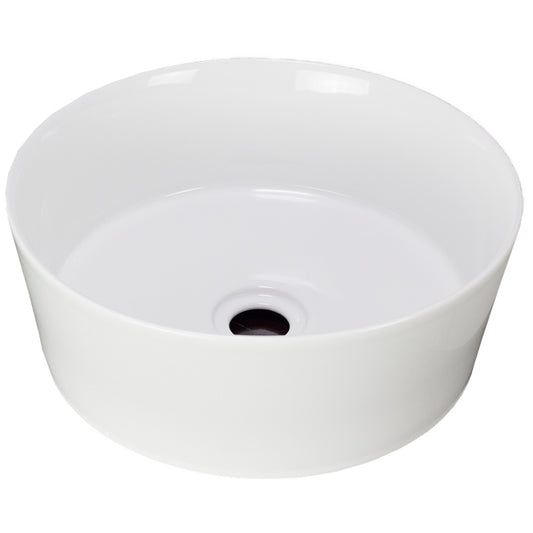 14.4-in. x 14.4-in. Round Bathroom Vessel Sink White Enamel Glaze