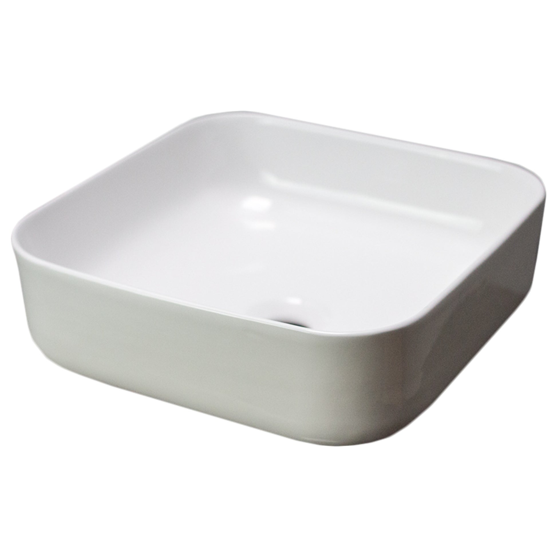 15.2-in. x 15.2-in. Square Bathroom Vessel Sink White Enamel Glaze