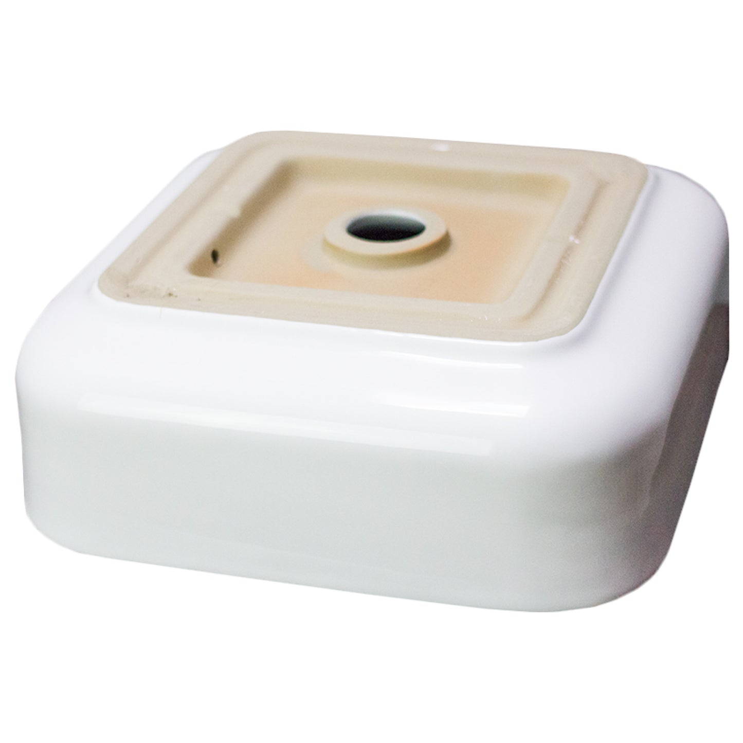 15.2-in. x 15.2-in. Square Bathroom Vessel Sink White Enamel Glaze