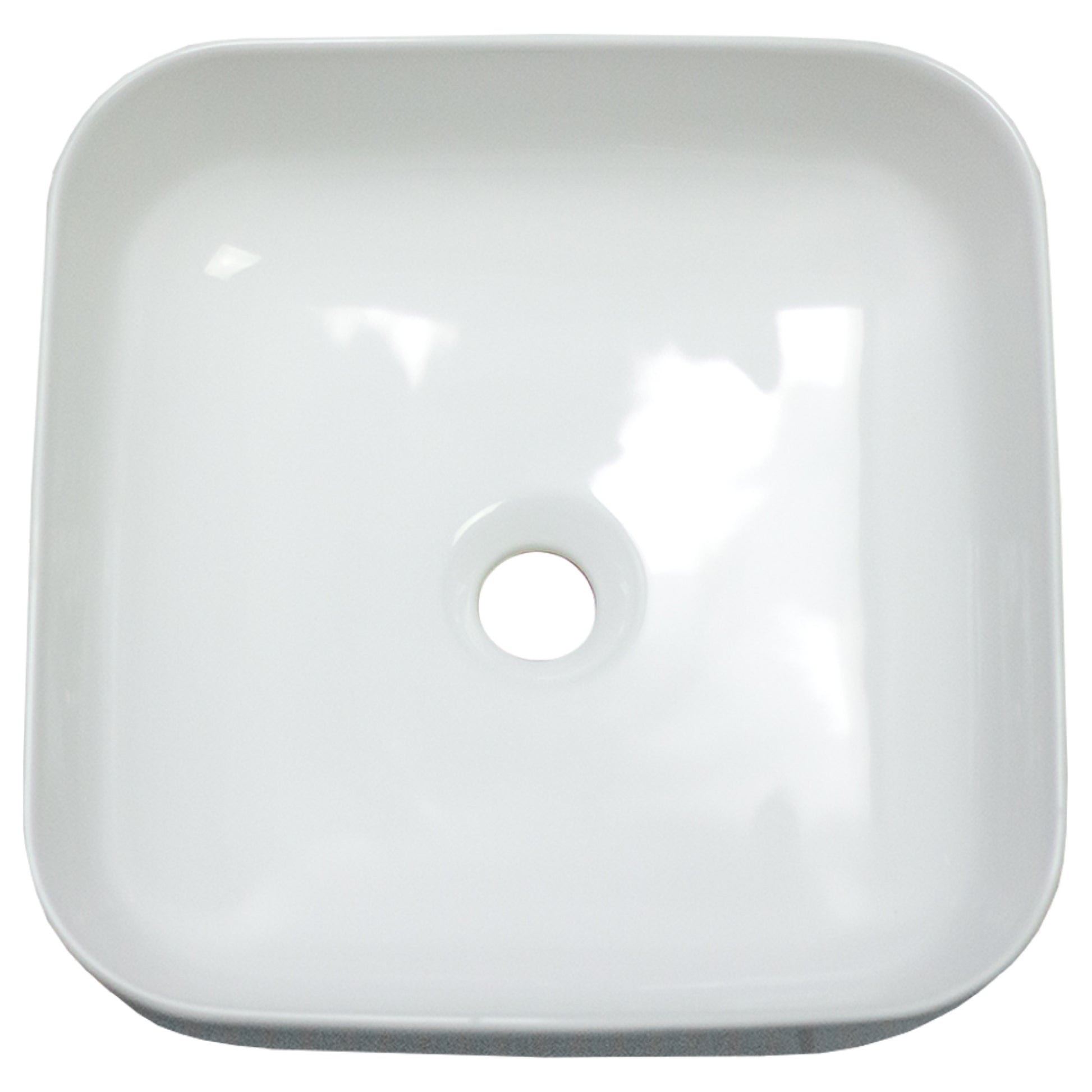 15.2-in. x 15.2-in. Square Bathroom Vessel Sink White Enamel Glaze