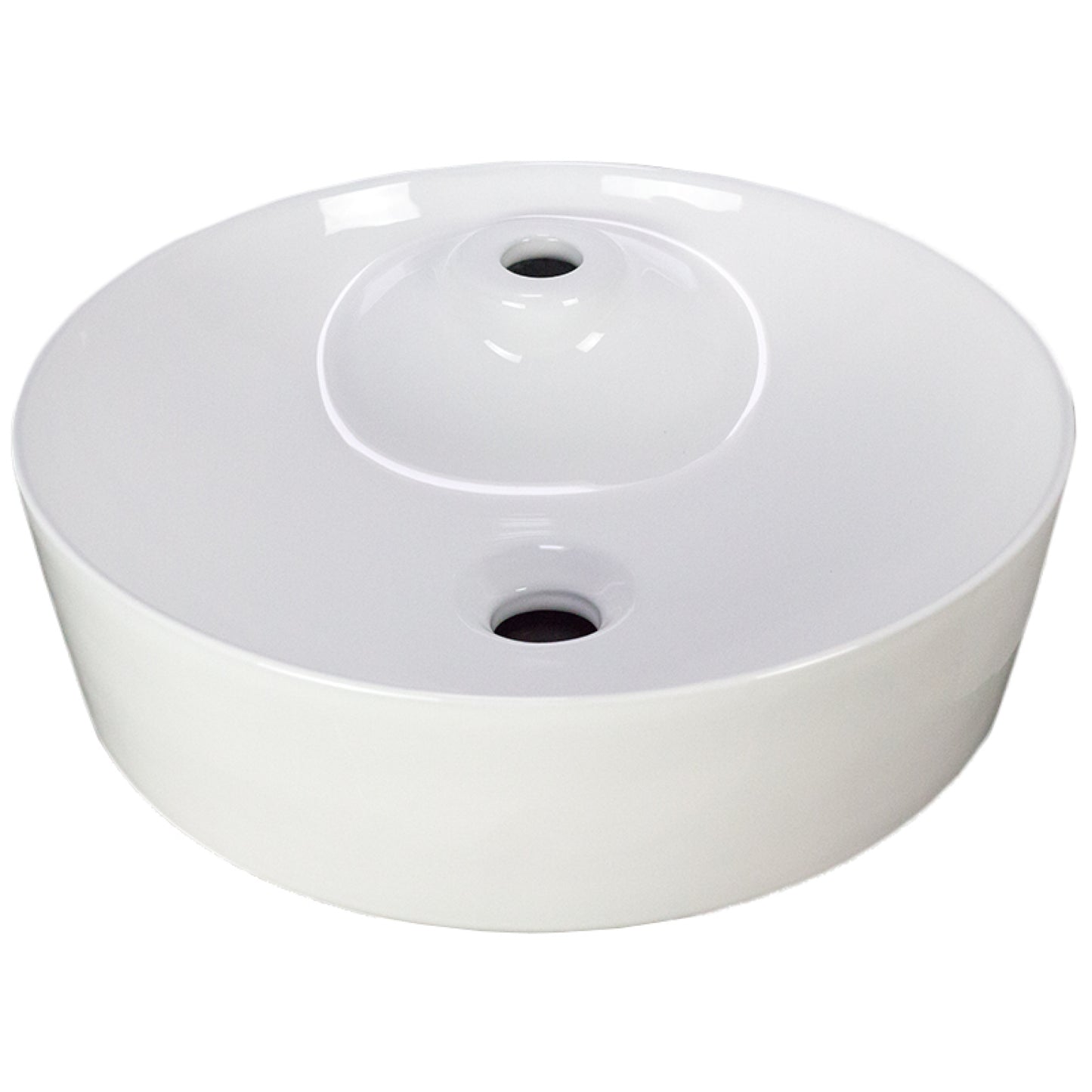 17.1-in. x 17.1-in. Round Bathroom Vessel Sink White Enamel Glaze