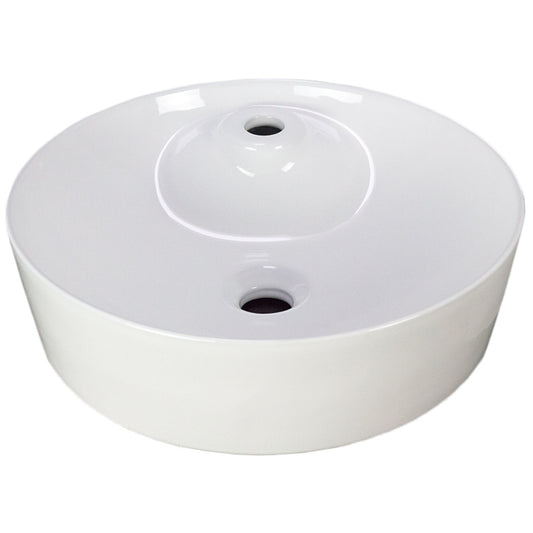 17.1-in. x 17.1-in. Round Bathroom Vessel Sink White Enamel Glaze