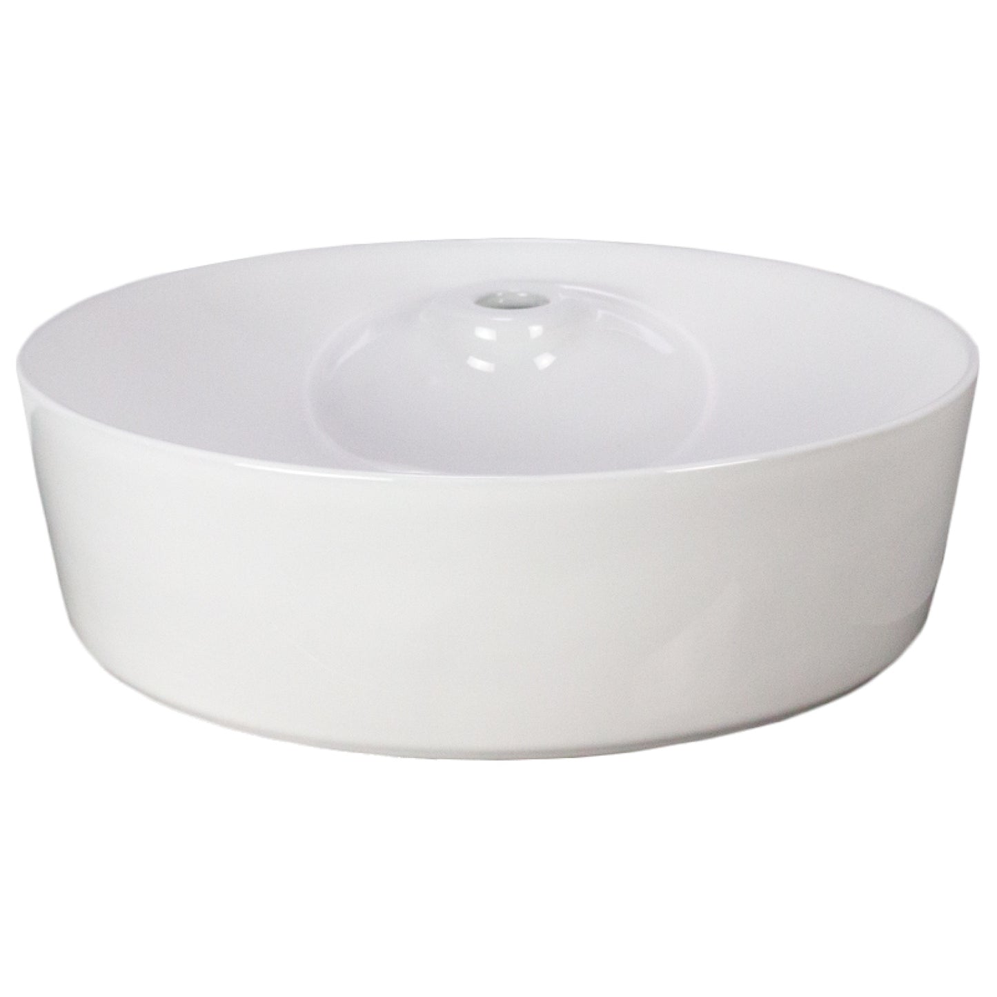 17.1-in. x 17.1-in. Round Bathroom Vessel Sink White Enamel Glaze