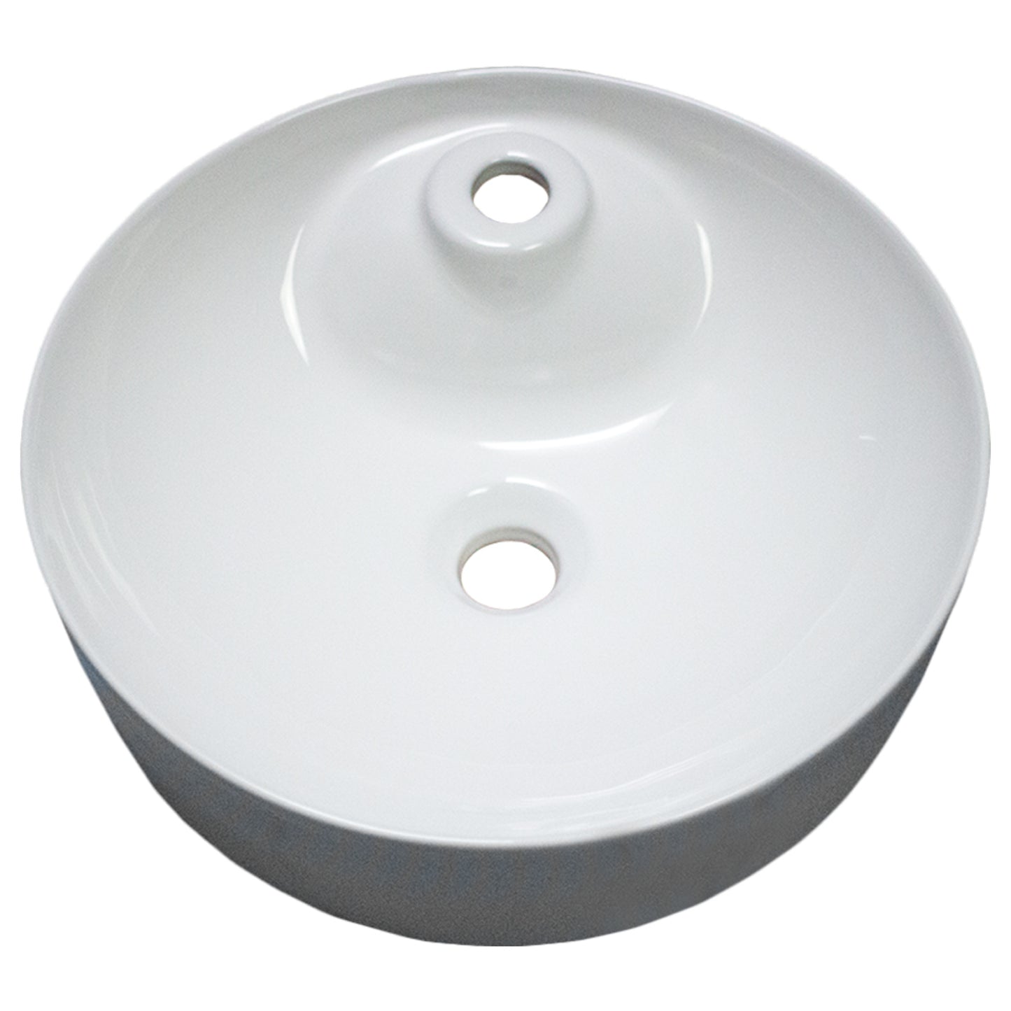 17.1-in. x 17.1-in. Round Bathroom Vessel Sink White Enamel Glaze