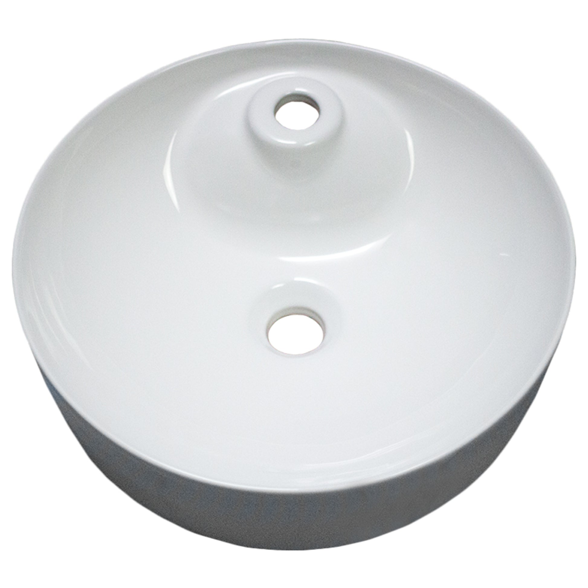 17.1-in. x 17.1-in. Round Bathroom Vessel Sink White Enamel Glaze