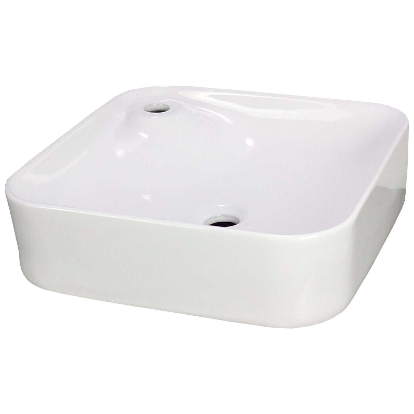 16.9-in. x 16.9-in. Square Bathroom Vessel Sink White Enamel Glaze