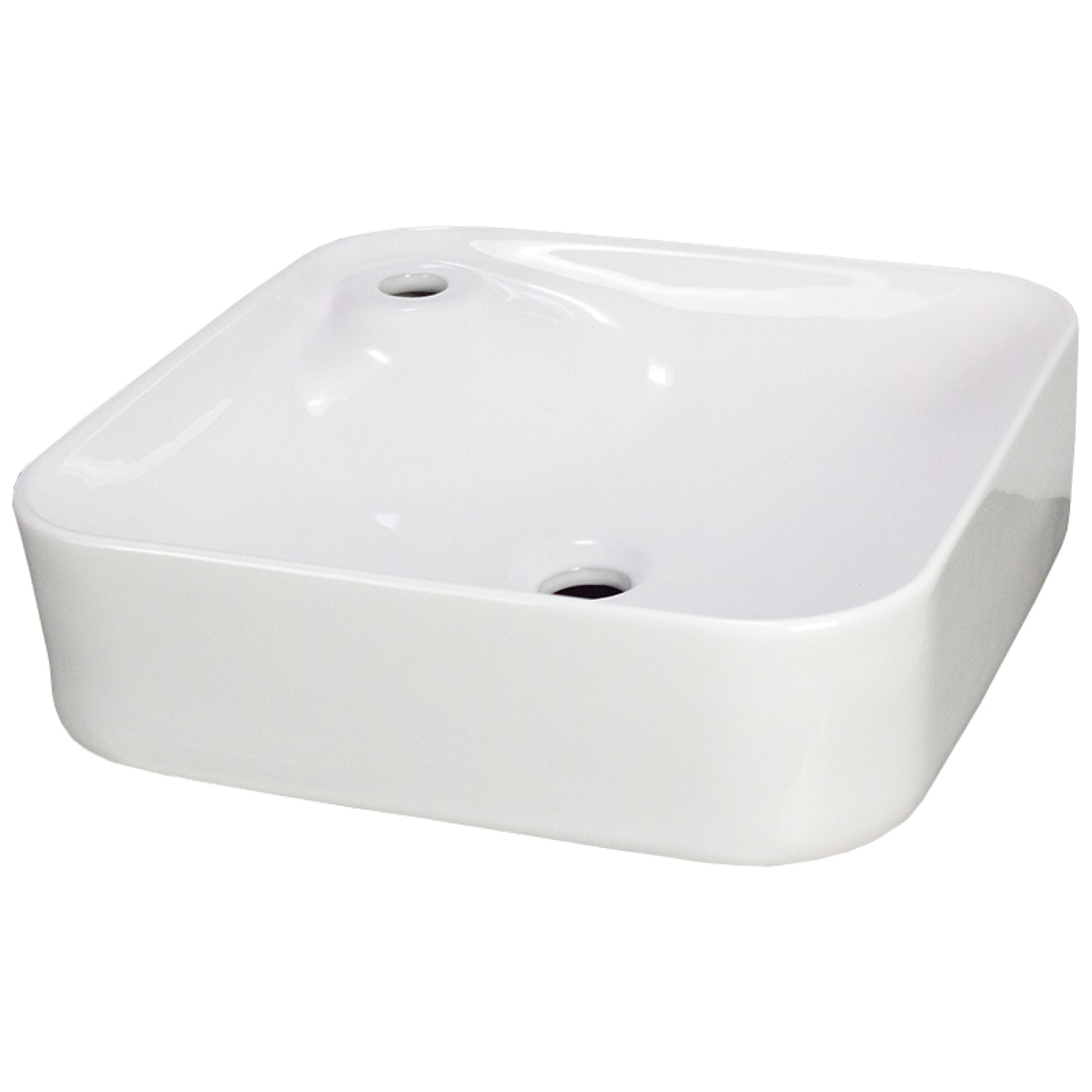 16.9-in. x 16.9-in. Square Bathroom Vessel Sink White Enamel Glaze