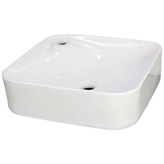 16.9-in. x 16.9-in. Square Bathroom Vessel Sink White Enamel Glaze