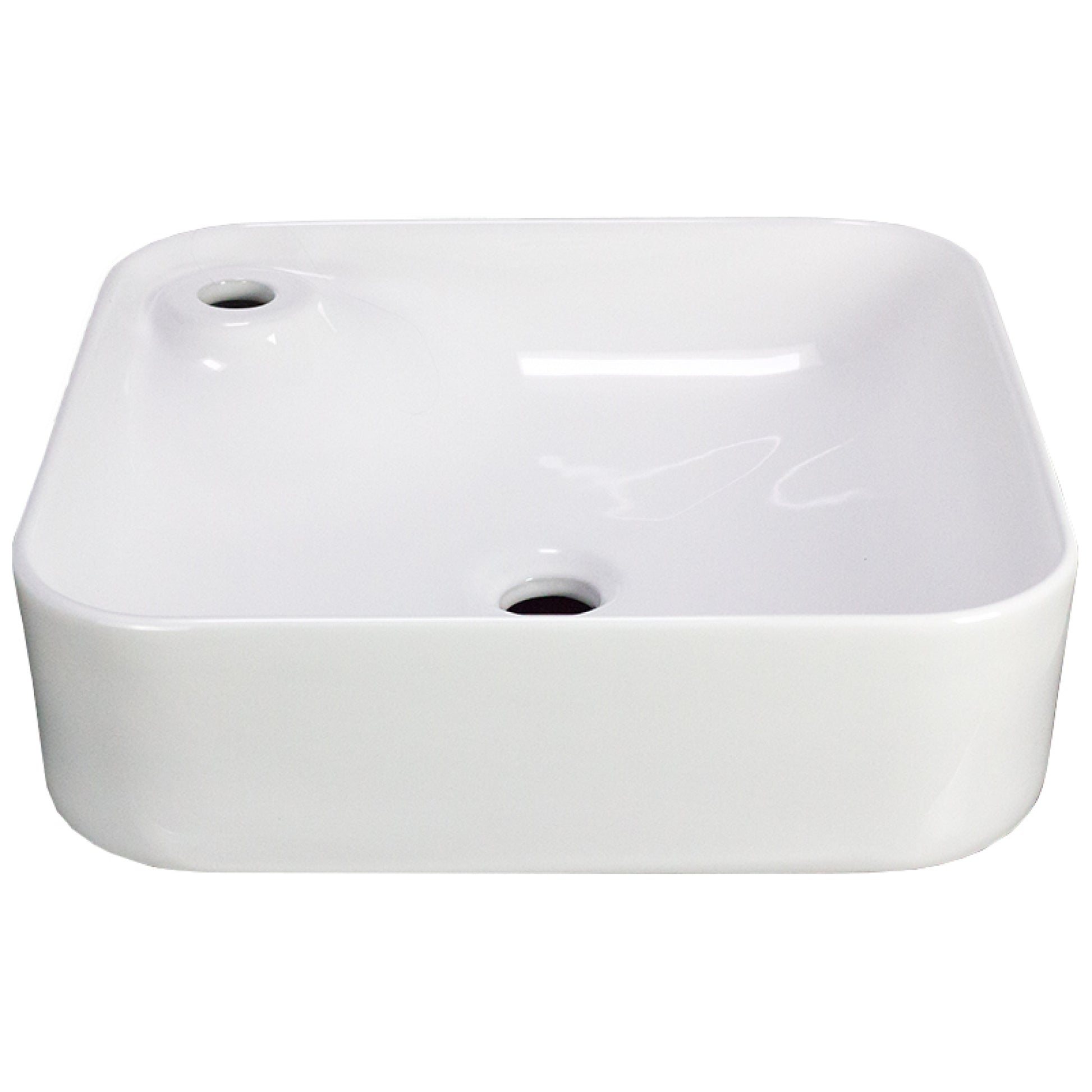 16.9-in. x 16.9-in. Square Bathroom Vessel Sink White Enamel Glaze