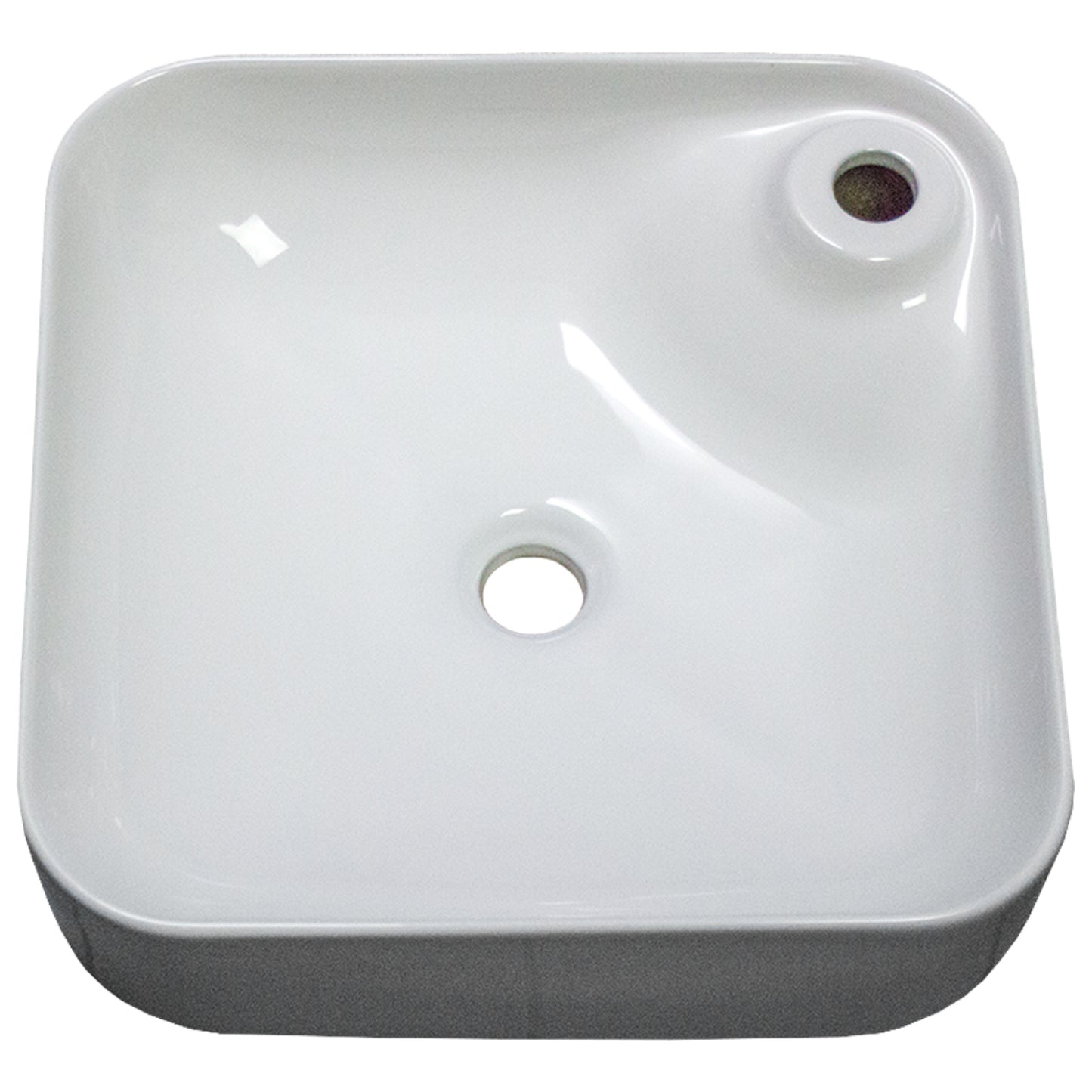 16.9-in. x 16.9-in. Square Bathroom Vessel Sink White Enamel Glaze