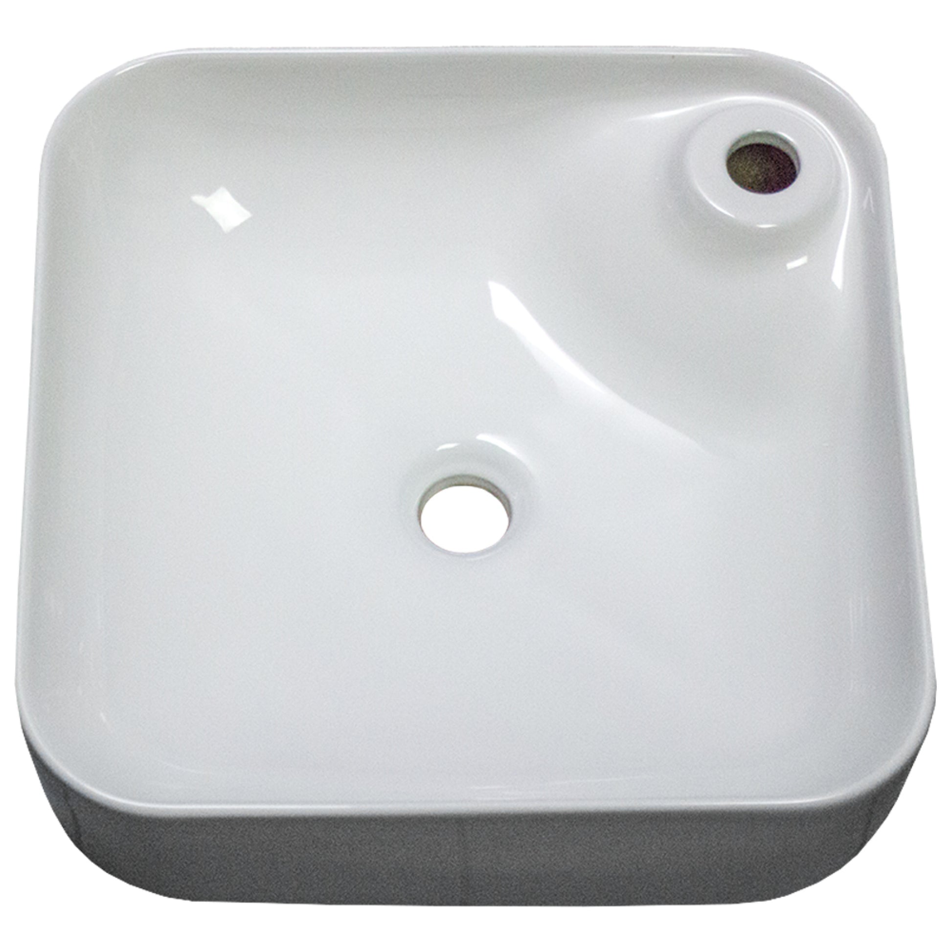 16.9-in. x 16.9-in. Square Bathroom Vessel Sink White Enamel Glaze