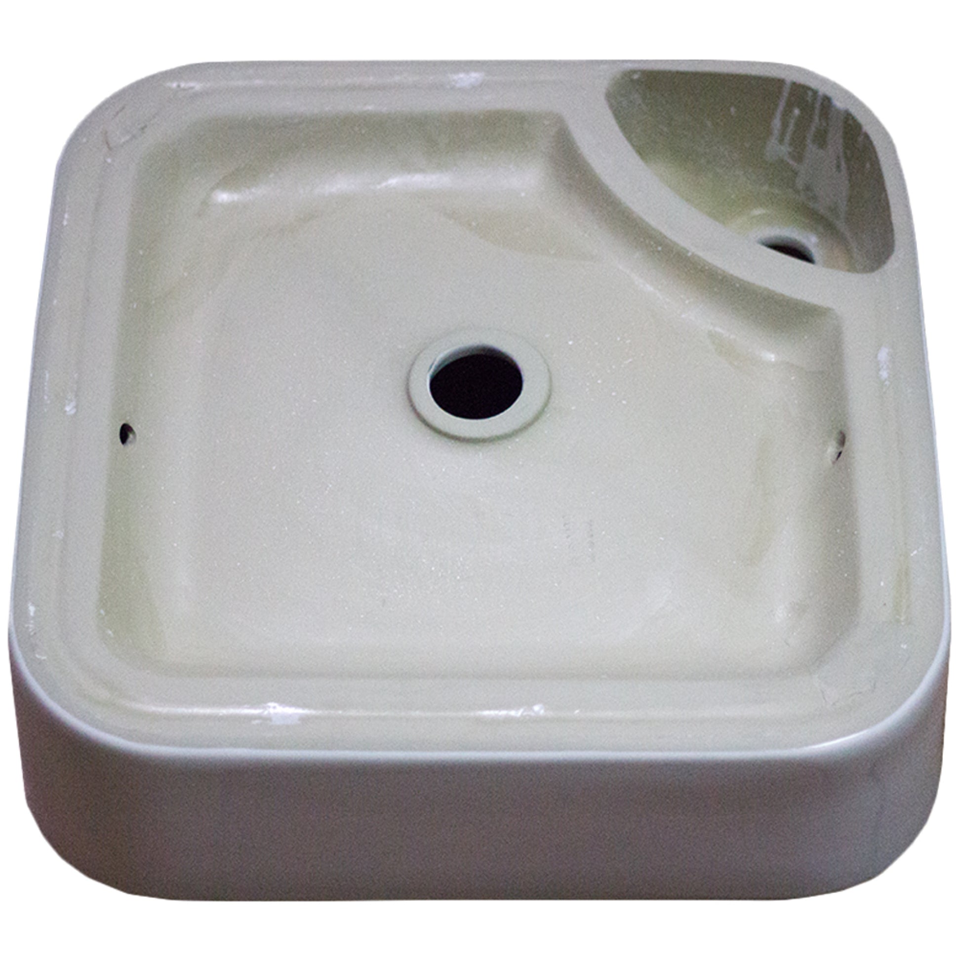16.9-in. x 16.9-in. Square Bathroom Vessel Sink White Enamel Glaze