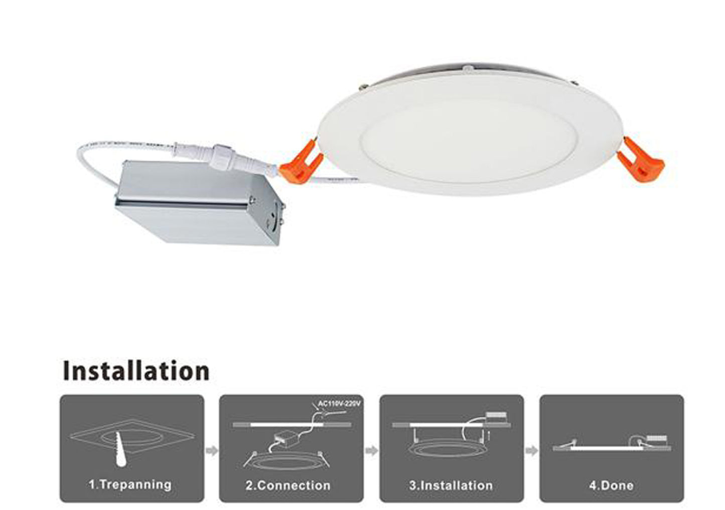 4-in. W Round Aluminum Semi-Recessed Pot Light In White Color