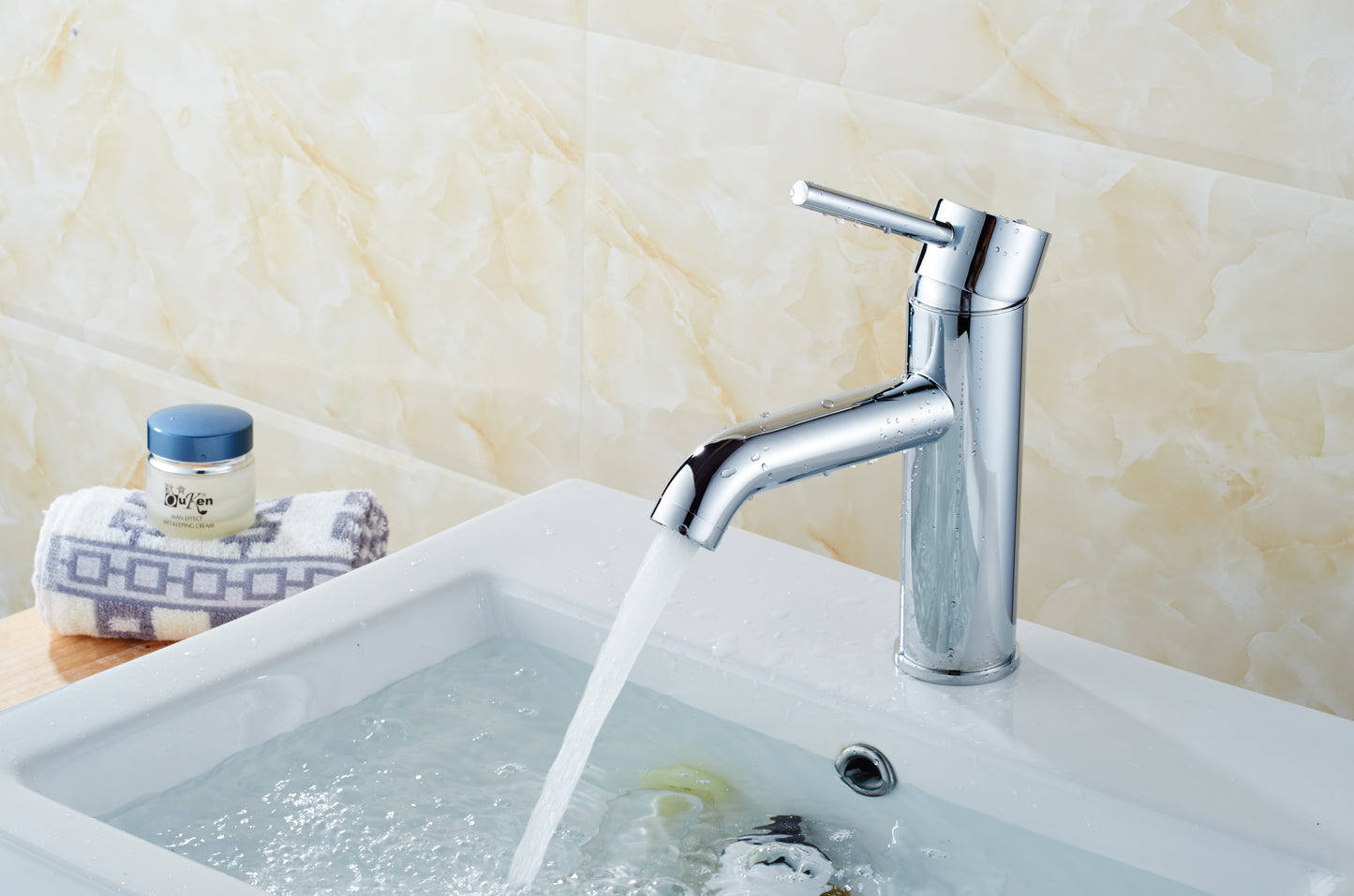 1 Hole CUPC Chrome Bathroom Sink Faucet Chrome Lead Free Brass