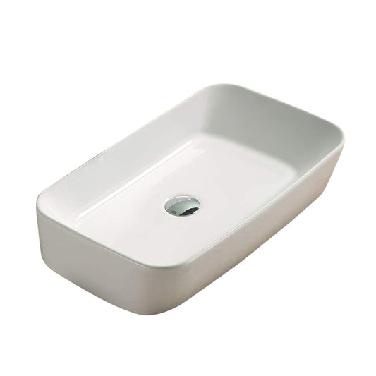 22.72-in. x 13.58-in. Rectangle Bathroom Vessel Sink White Enamel Glaze