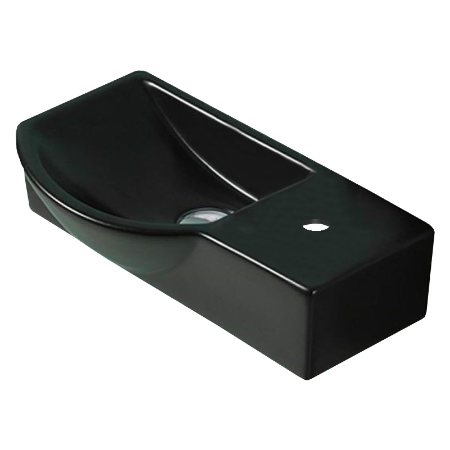 14.7-in. x 8.7-in. Rectangle Bathroom Vessel Sink Black Enamel Glaze