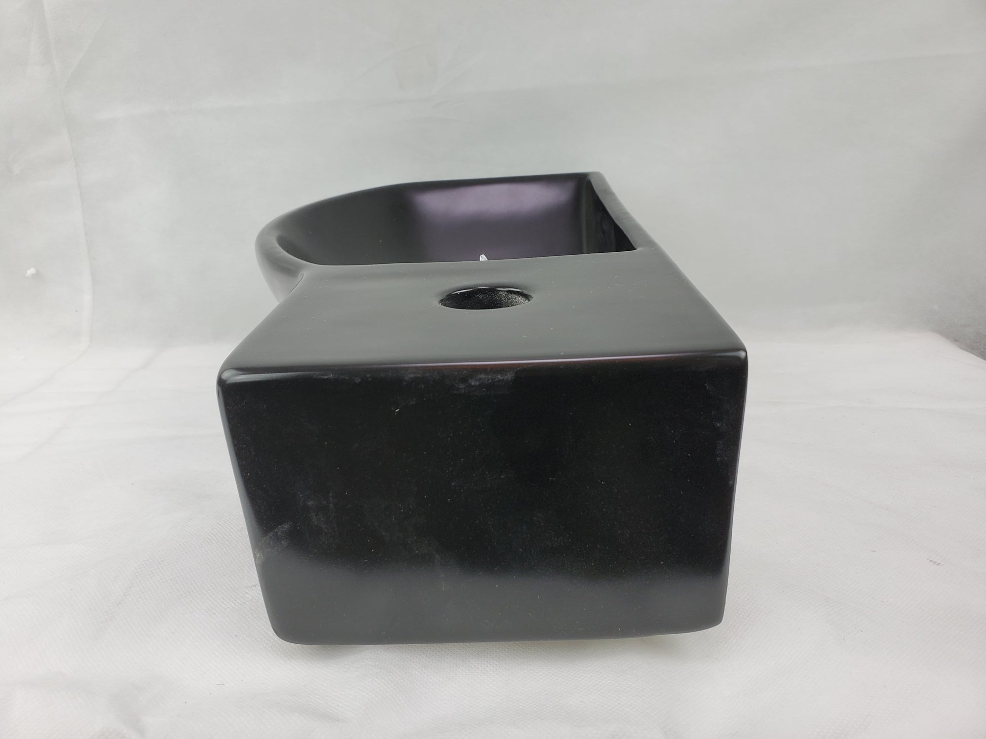 14.7-in. x 8.7-in. Rectangle Bathroom Vessel Sink Black Enamel Glaze