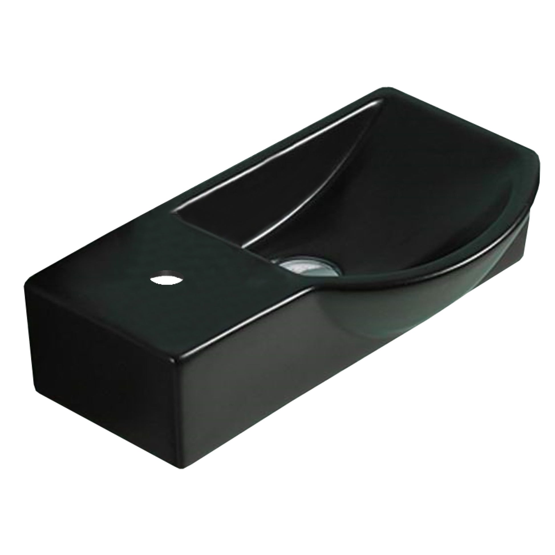 14.7-in. x 8.7-in. Rectangle Bathroom Vessel Sink Black Enamel Glaze