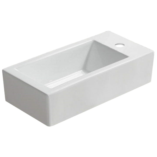 19.7-in. x 9.4-in. Rectangle Bathroom Vessel Sink White Enamel Glaze