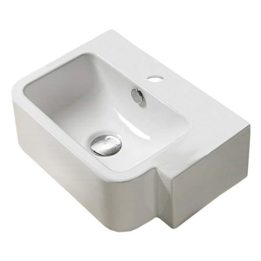17.5-in. x 12.6-in. Rectangle Bathroom Vessel Sink White Enamel Glaze