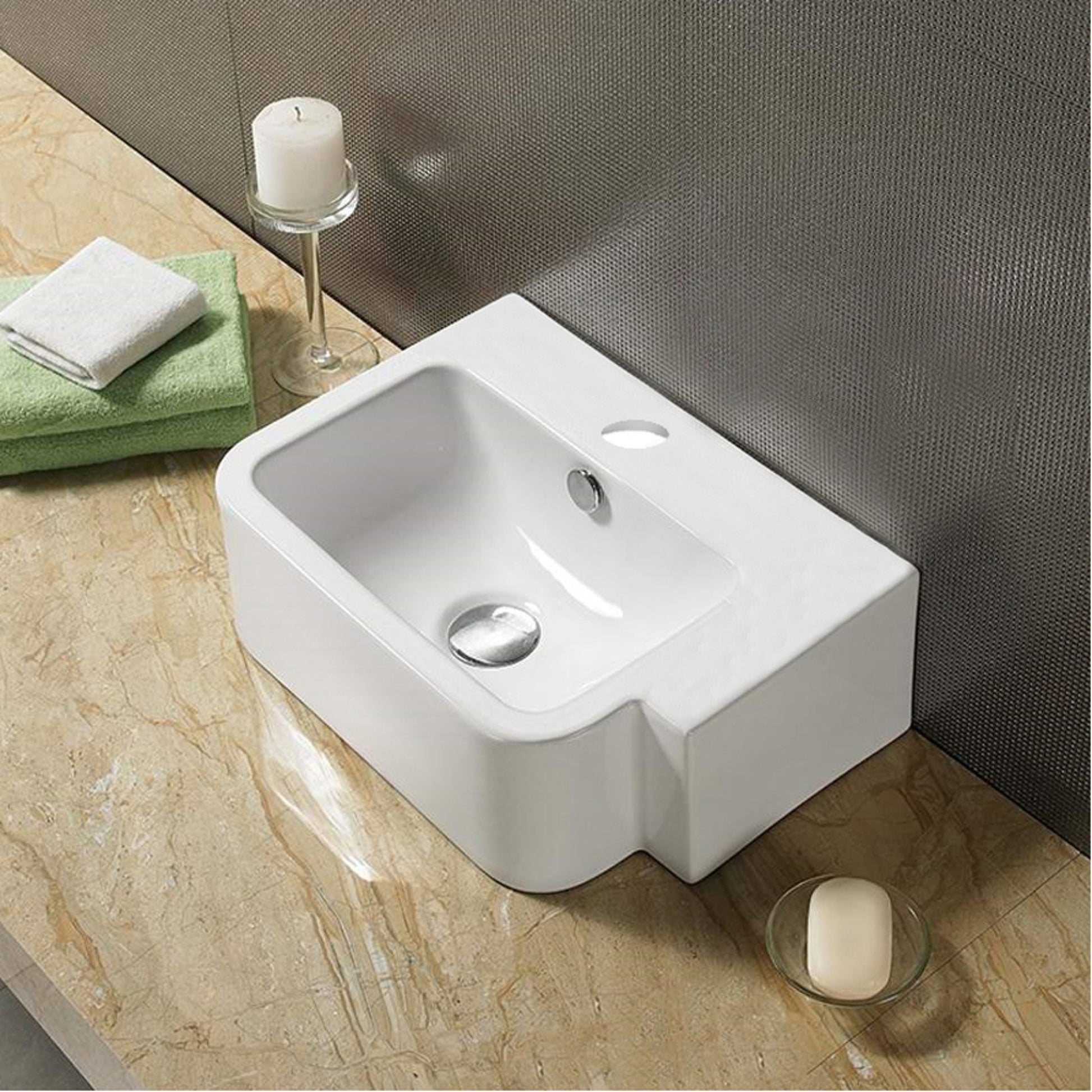 17.5-in. x 12.6-in. Rectangle Bathroom Vessel Sink White Enamel Glaze