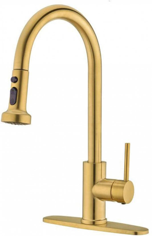 1 Hole CUPC Brass Kitchen Sink Faucet Gold Stainless Steel