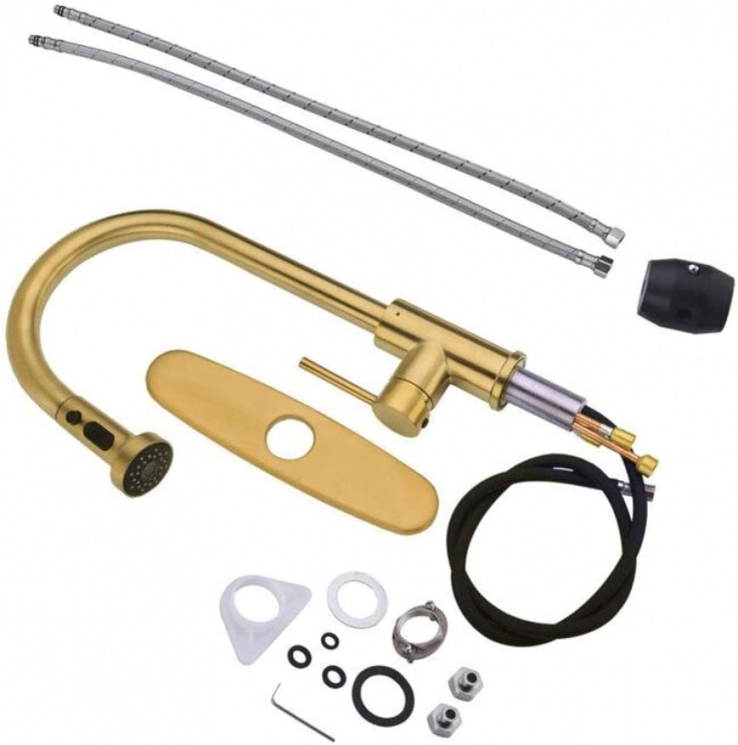 1 Hole CUPC Brass Kitchen Sink Faucet Gold Stainless Steel