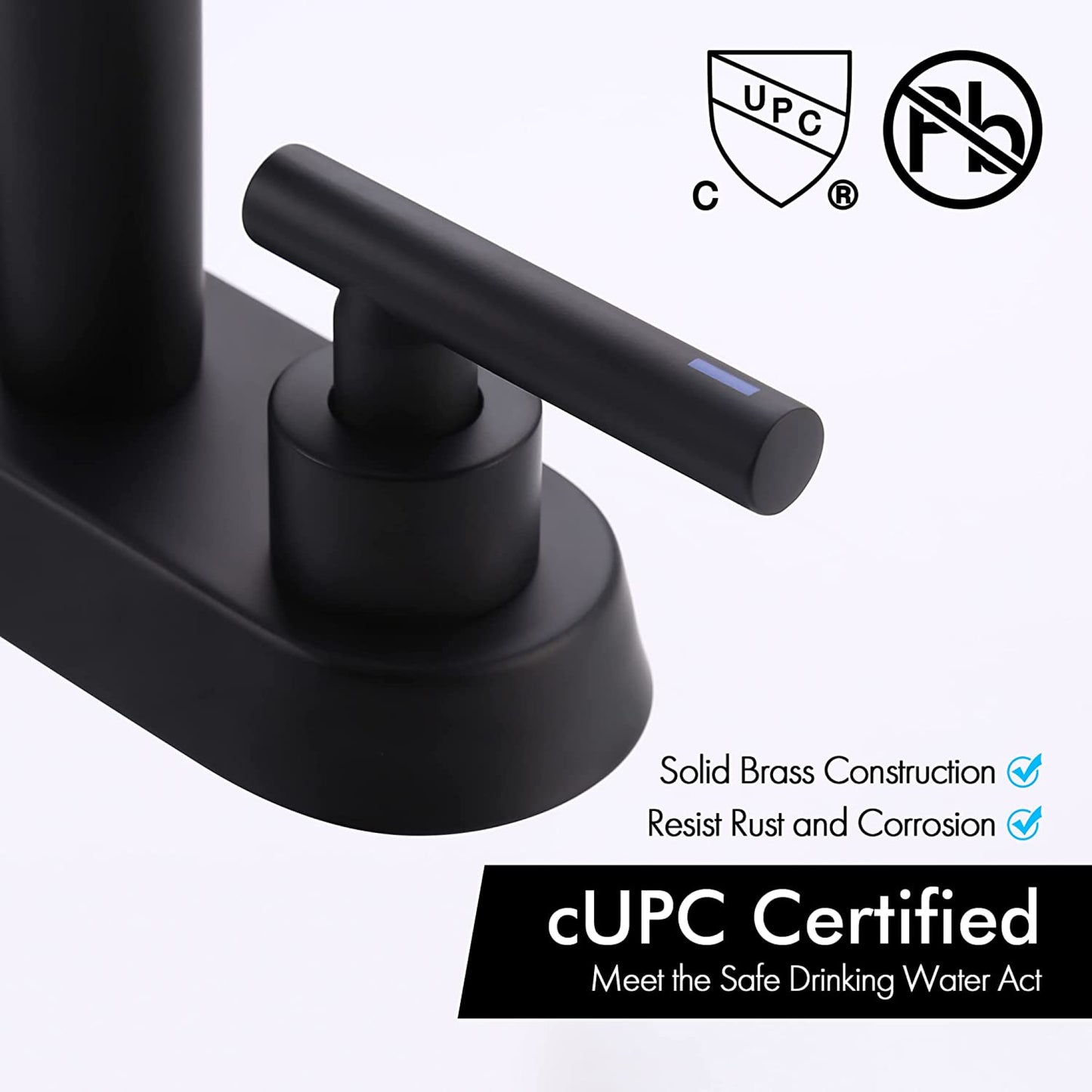 3H4-in. CUPC Brass Bathroom Sink Faucet Black Lead Free Brass