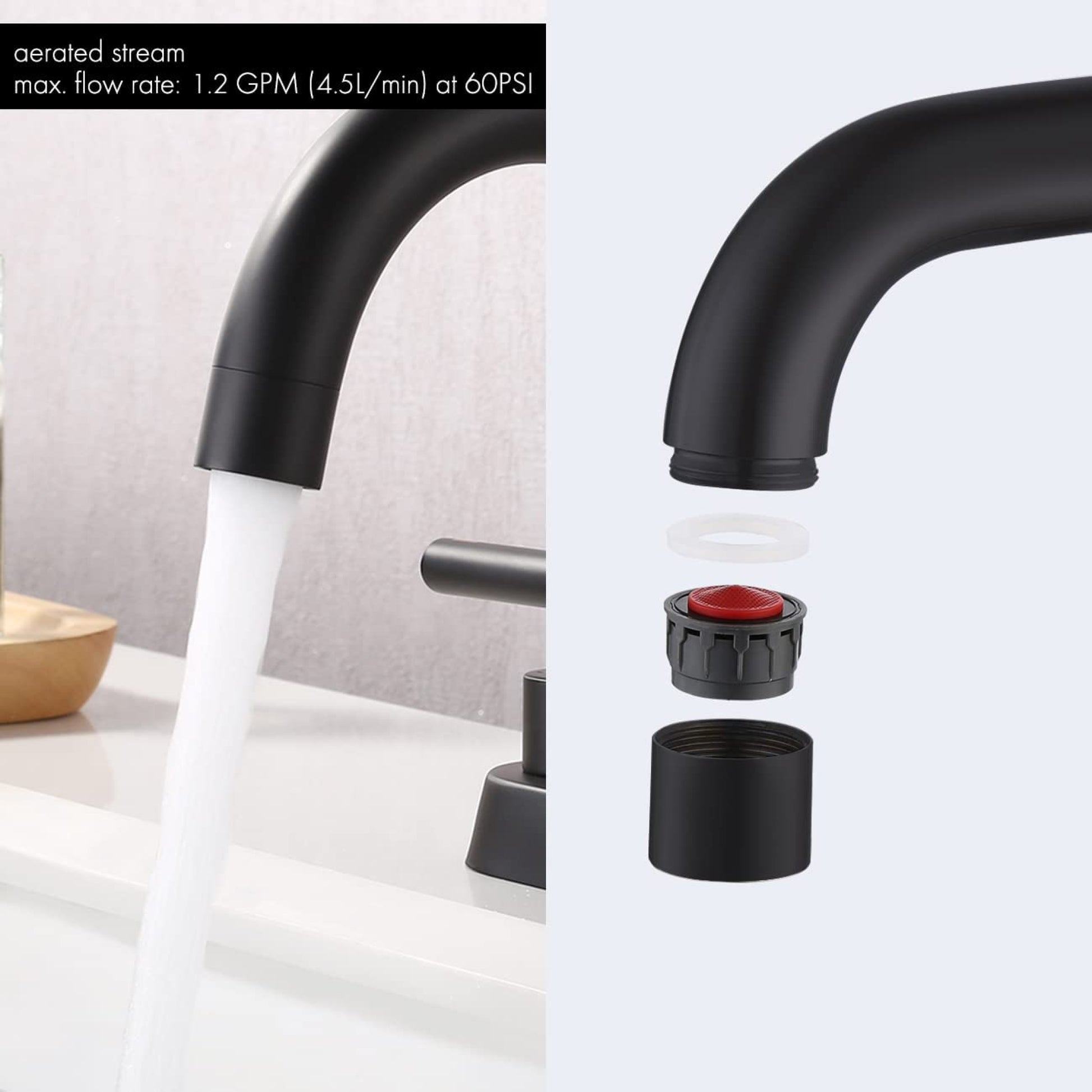 3H4-in. CUPC Brass Bathroom Sink Faucet Black Lead Free Brass