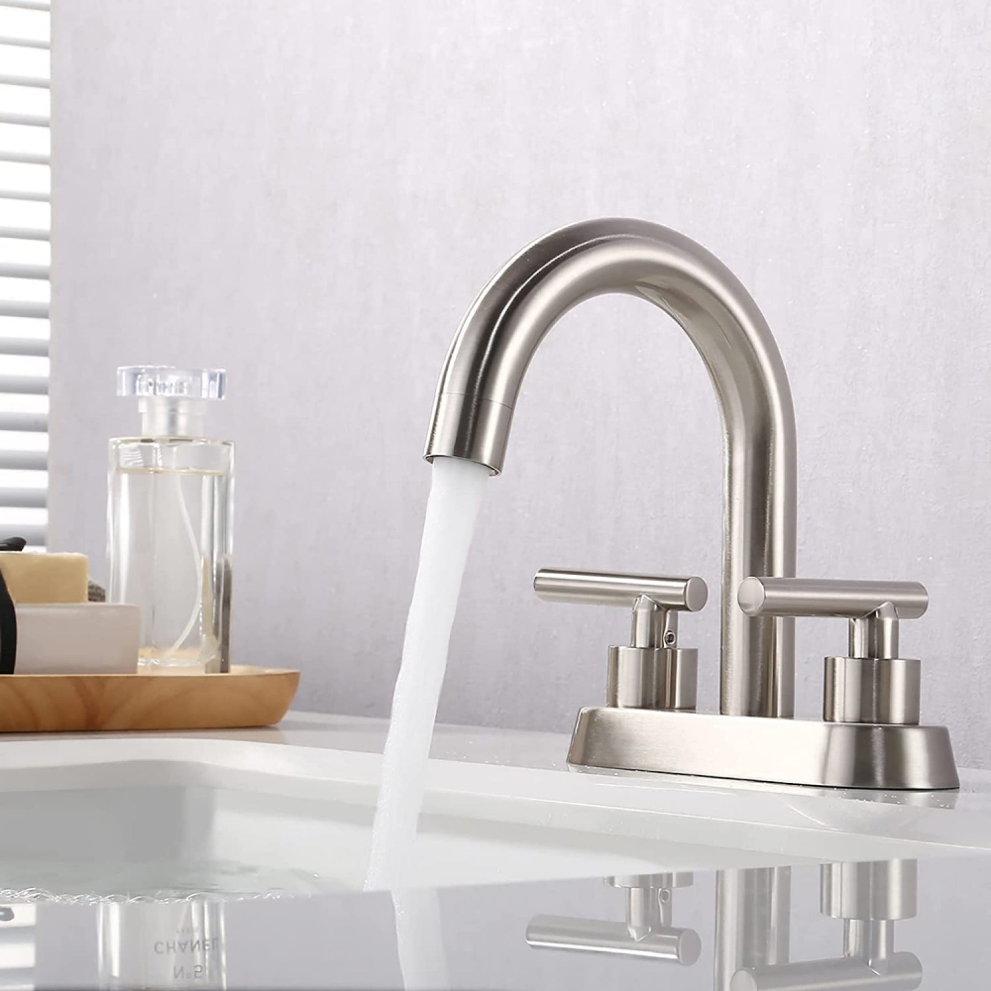 3H4-in. CUPC Brass Bathroom Sink Faucet Brushed Nickel Lead Free Brass