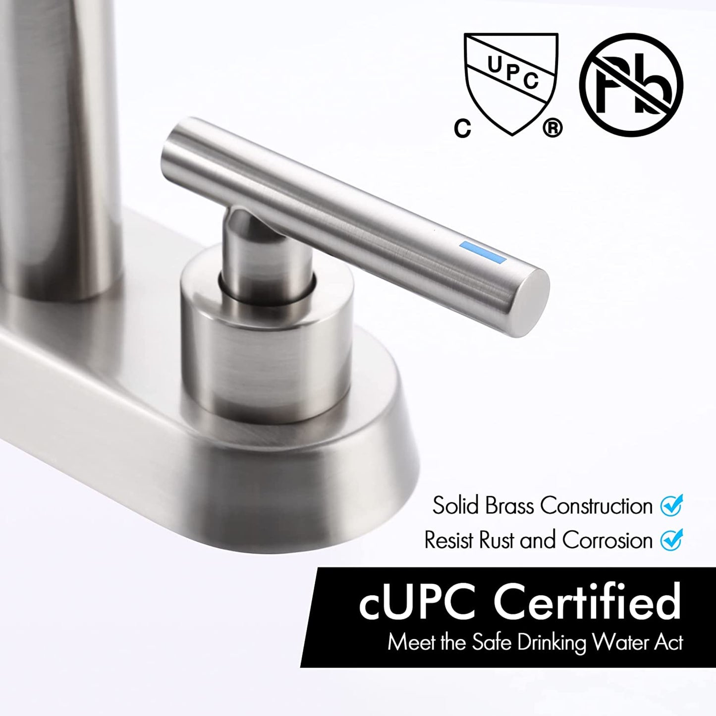 3H4-in. CUPC Brass Bathroom Sink Faucet Brushed Nickel Lead Free Brass