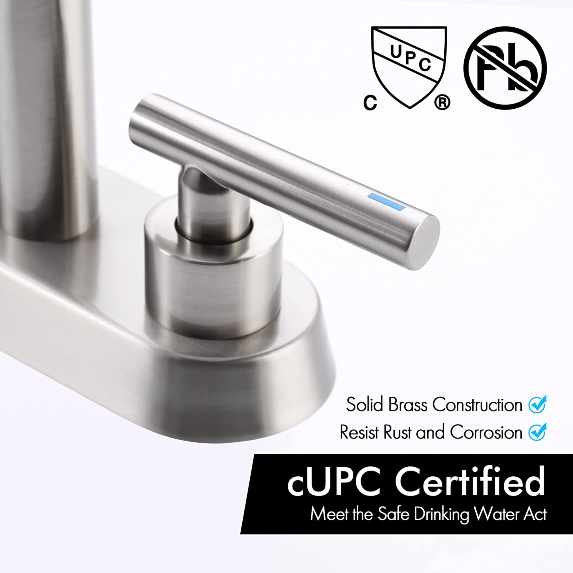 3H4-in. CUPC Brass Bathroom Sink Faucet Brushed Nickel Lead Free Brass