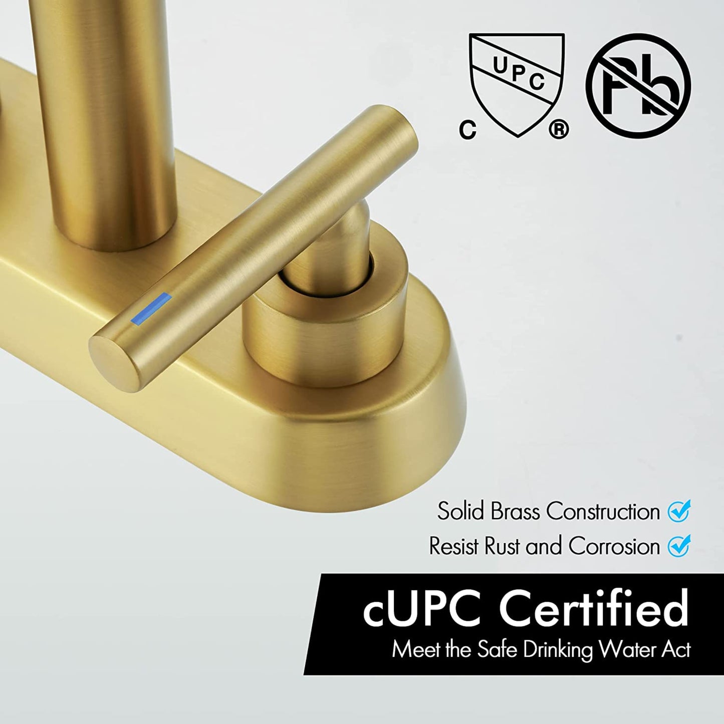 3H4-in. CUPC Brass Bathroom Sink Faucet Brushed Brass Lead Free Brass