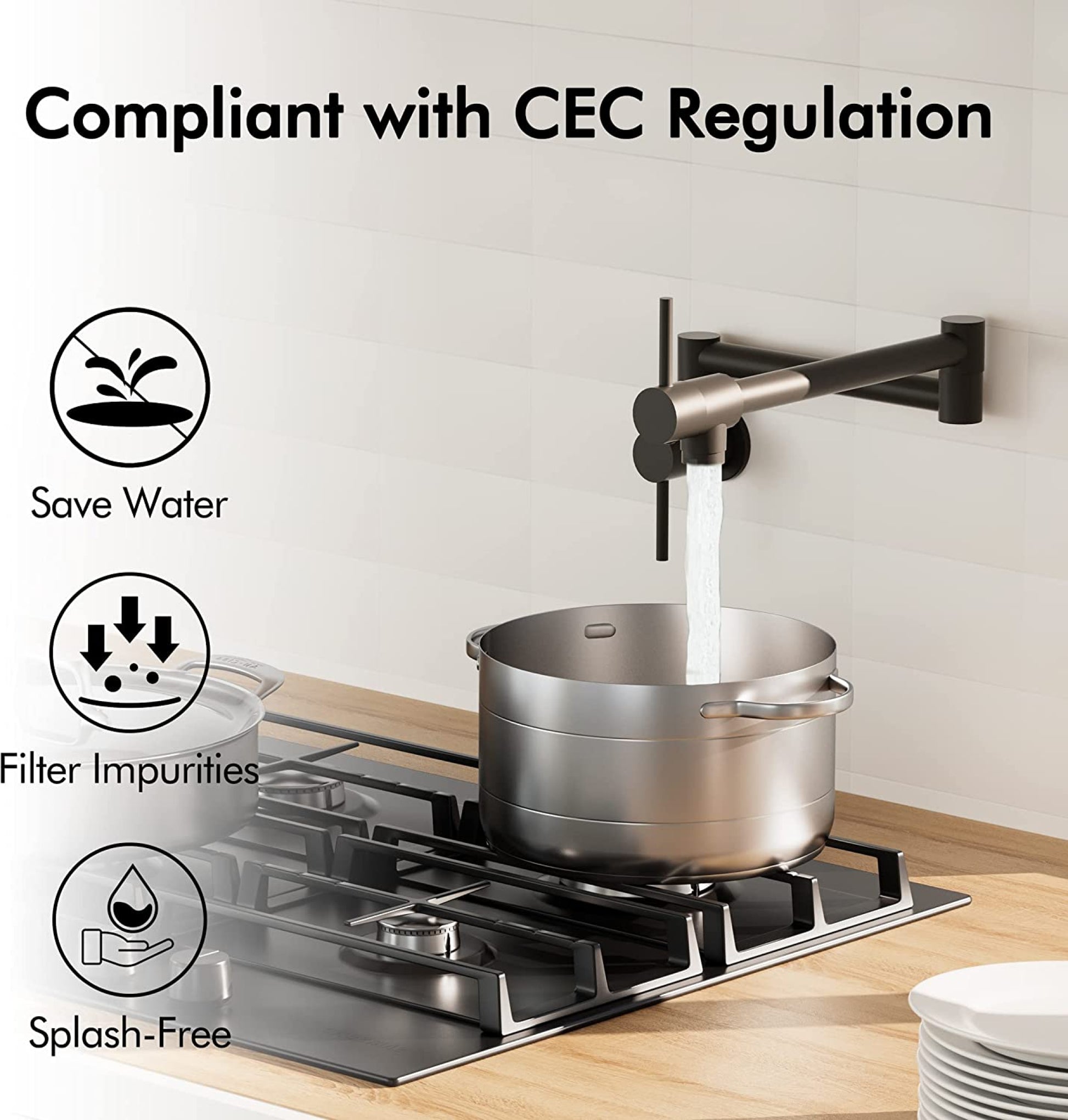 1 Hole CUPC Black Kitchen Sink Faucet Matte Black Brass