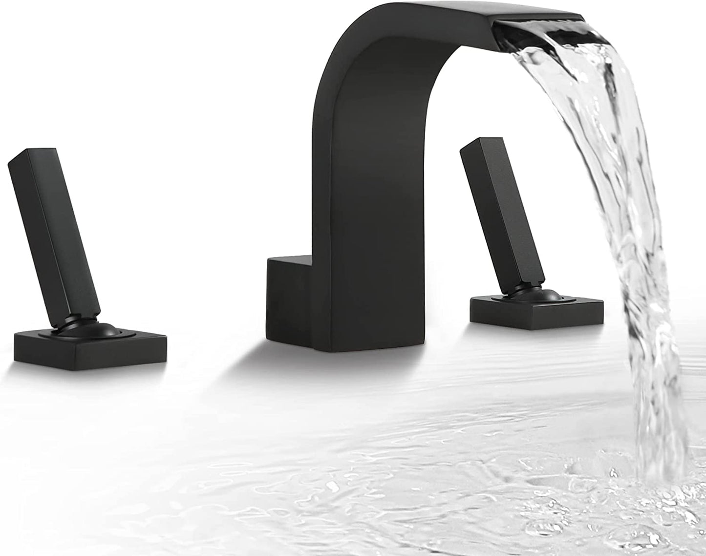 3H8-in.  Black Bathroom Sink Faucet Black Brass
