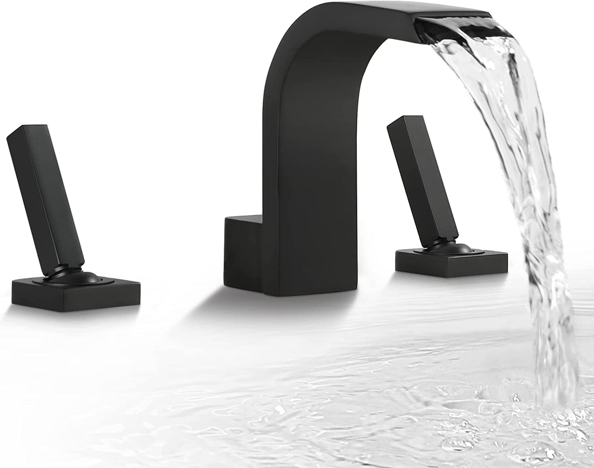 3H8-in.  Black Bathroom Sink Faucet Black Brass