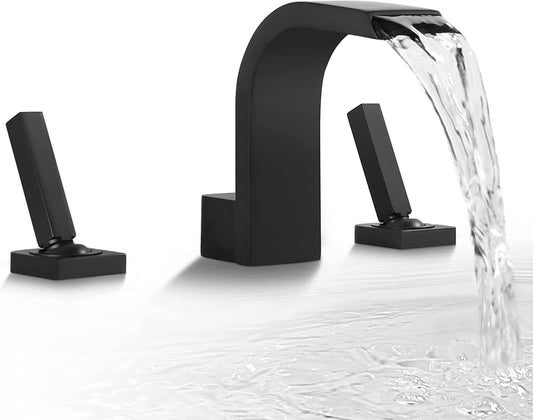 3H8-in.  Black Bathroom Sink Faucet Black Brass