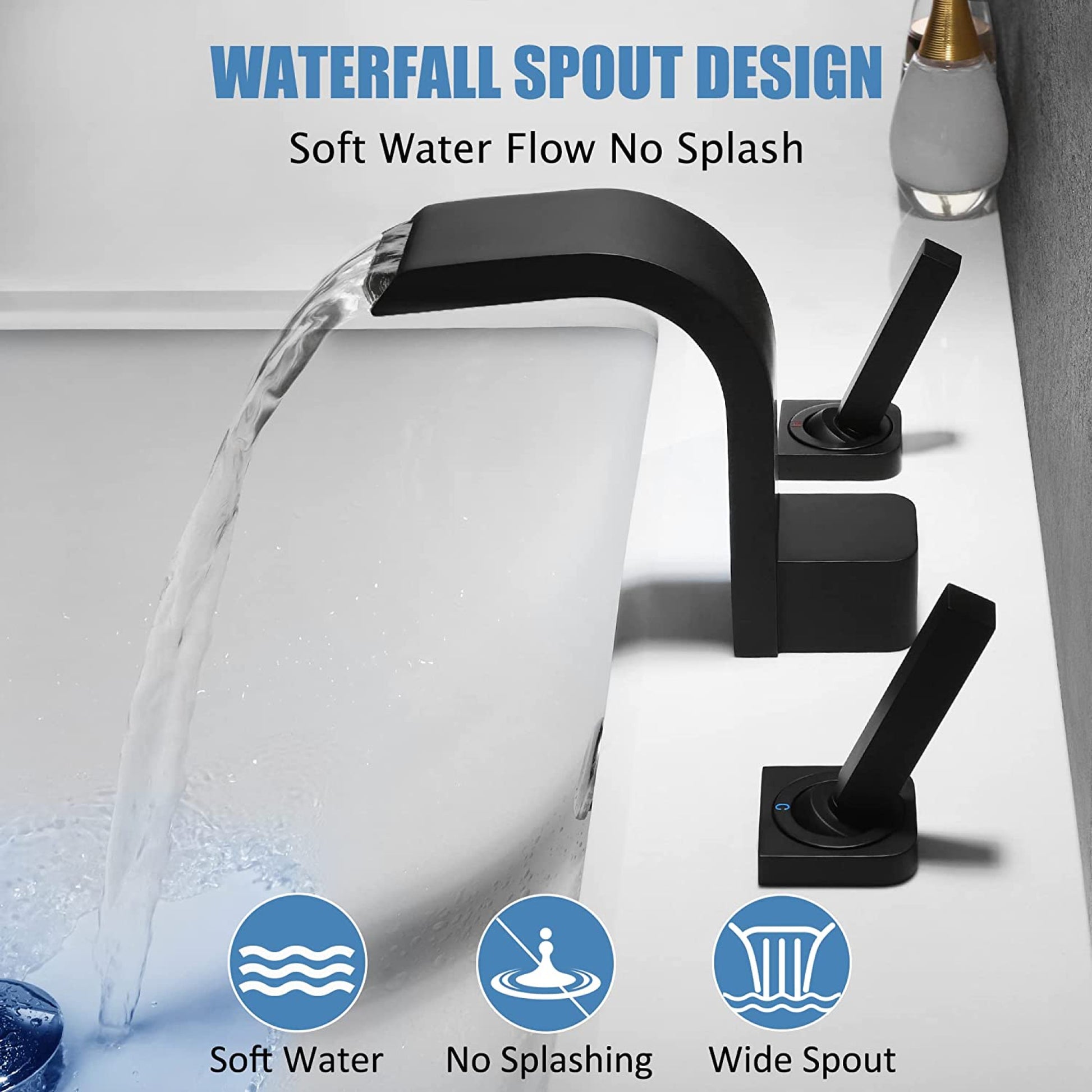 3H8-in.  Black Bathroom Sink Faucet Black Brass