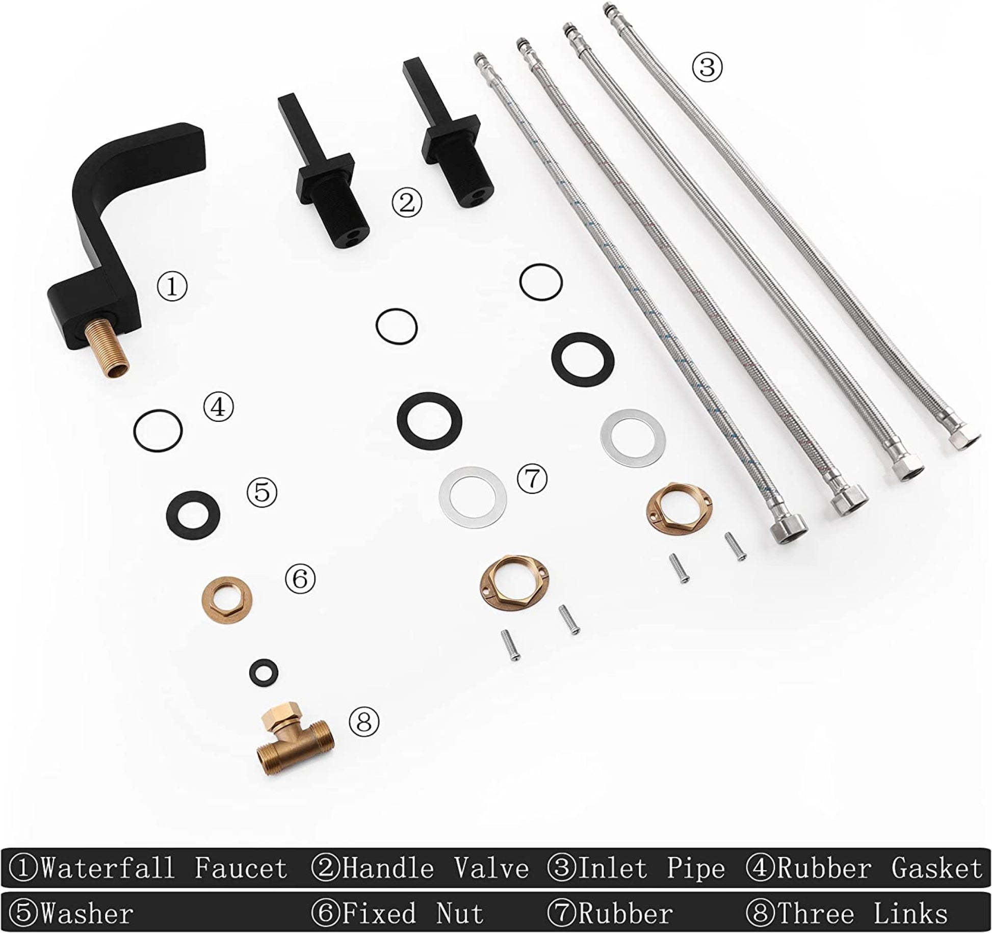 3H8-in.  Black Bathroom Sink Faucet Black Brass